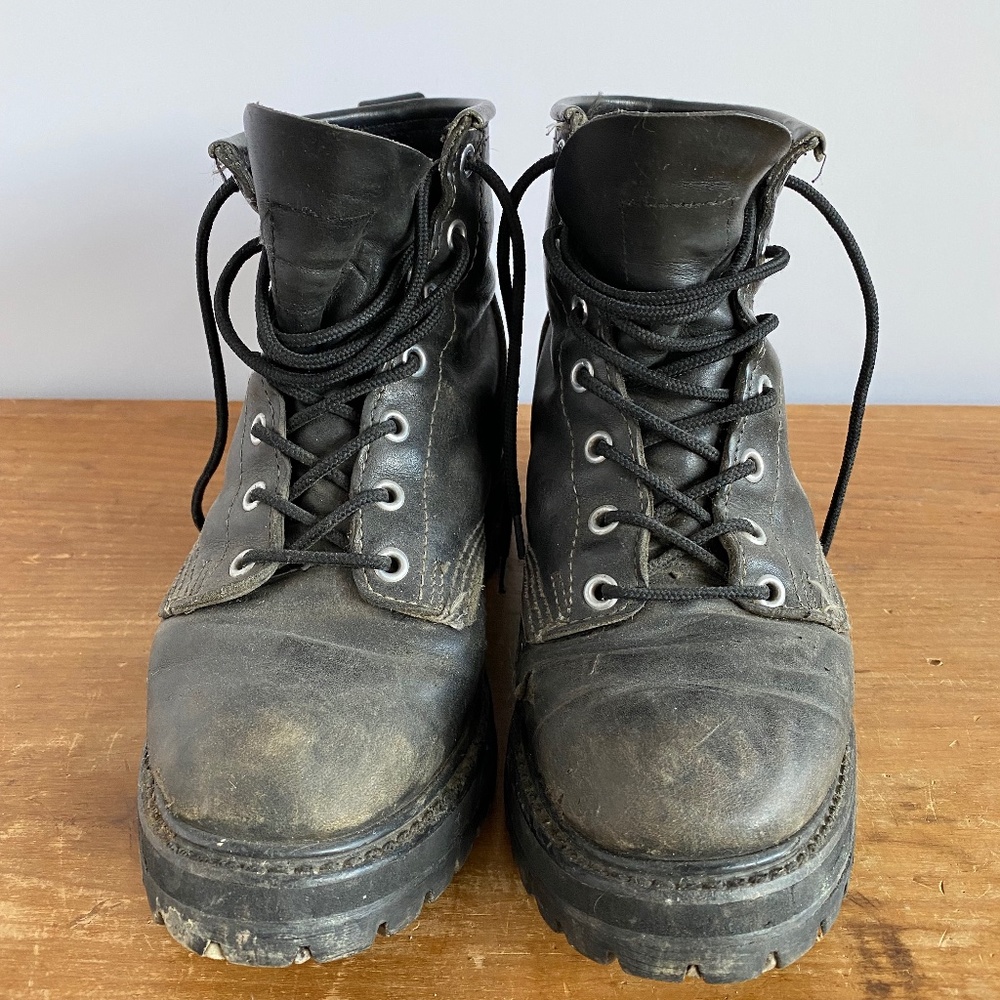Frye Lace Up Work Boots Vintage 7.5 Black